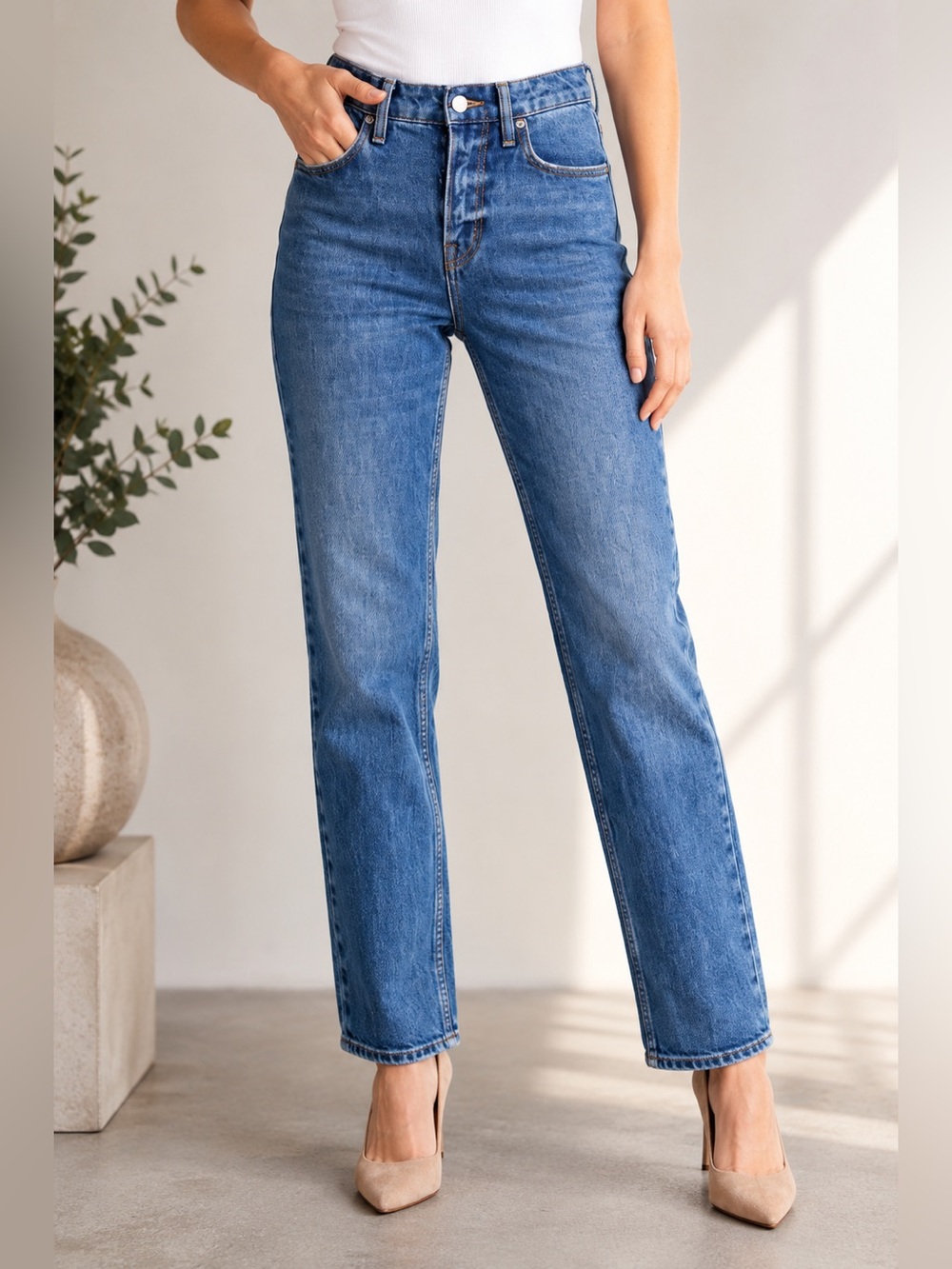 Good American Good 90’s High Rise Icon Jeans 27 Straight Leg Ankle Denim NWT